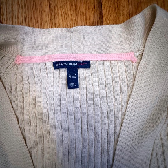 Isaac Mizrahi Live! Women's 3X Open Front Knit Cardigan Sweater‎ Beige Ombre - Picture 2 of 7